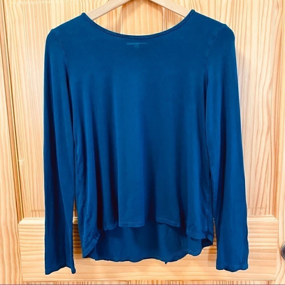 Persaya Girl blue wrap back soft knit LS shirt top